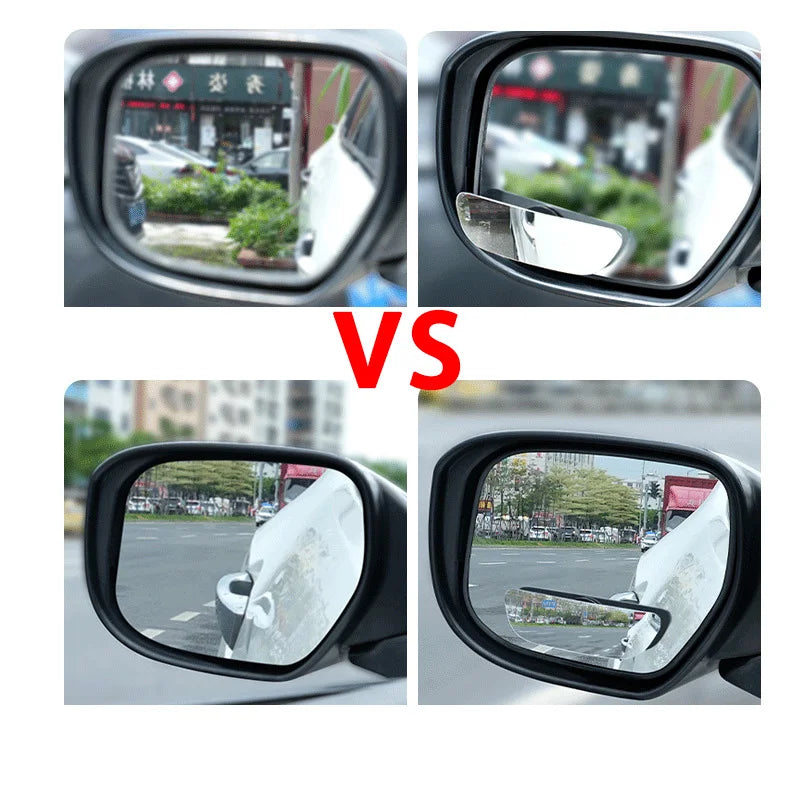 2PCS 360 Degree Adjustable Angle HD Glass Blind Spot Mirrors Car Rearview Mirrors Frameless Wide-angle Rearview Auxiliary Mirror