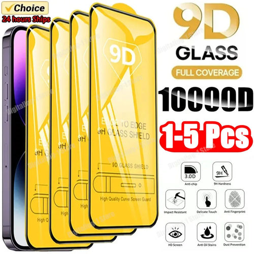 1-5PCS 9D Screen Protector Tempered Glass for IPhone 15 14 13 12 11 Pro Max Protective Glass for IPhone X XR XS Max 7 8 14 Plus - Tasawoq