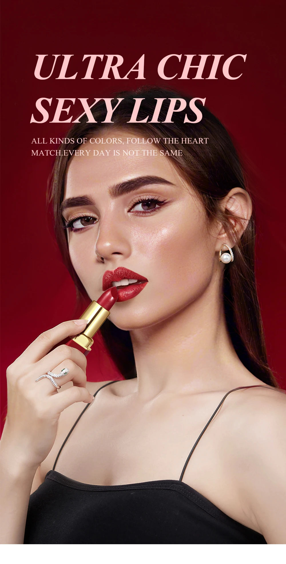 6 Colors Gold Bar Tube Lipstick Matte Texture Pearlescent Glitter Velvet Lipstick Valentine's Day Gift 6PCS - Tasawoq