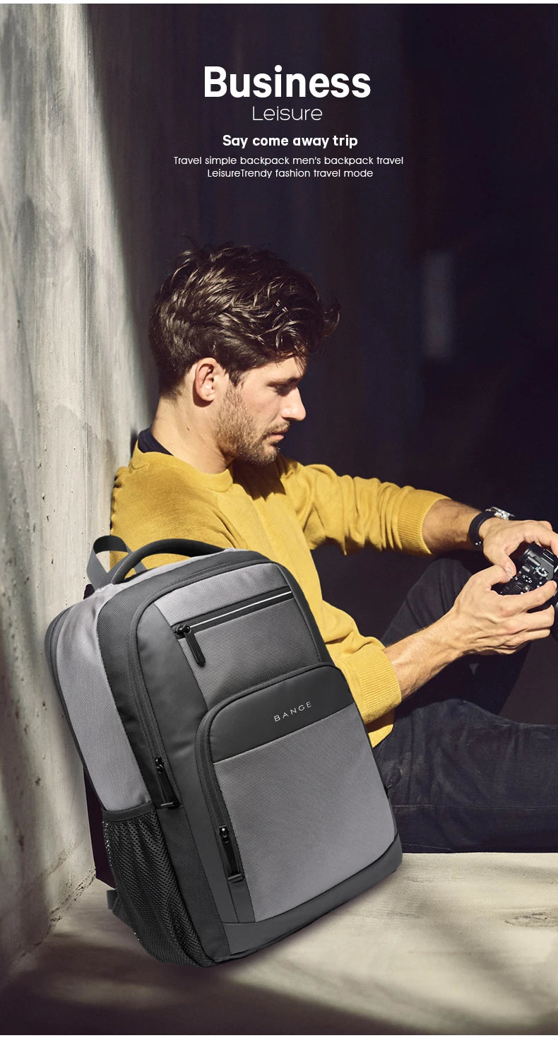 BANGE Travel Waterproof Backpack with USB Charging Port Fit 15.6 Inch Laptop Backpacks for Men and Women, Teenager School Bags - Tasawoq