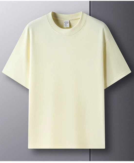 100% pure cotton summer high-end brand men's short sleeve round neck fashionable style half sleeved top breathable T-shirt - Tasawoq