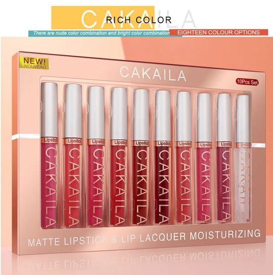 10/6 PCS Lipstick Set Matte Nude Liquid Lip Stain Makeup for women Non stick Cup Lip Gloss Waterproof Long lasting Cosmetics - Tasawoq
