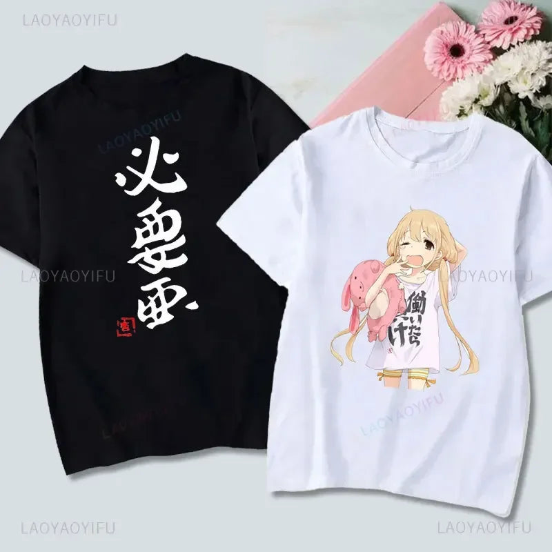 If You Work You Lose - Anzu Futaba Version T-Shirt 2024 New Kawaii Anime Cotton T-shirt Tees for Men Funny cartoon Otaku Tshirt - Tasawoq