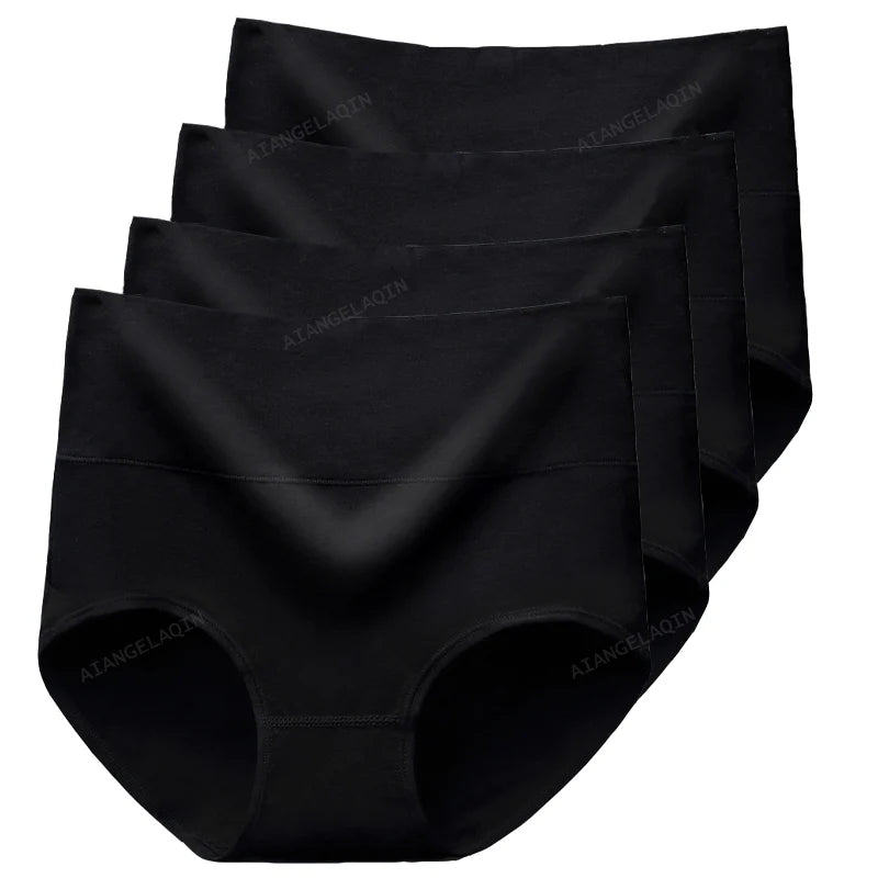 4Pcs/Lot High Waist Underwear Cotton Panties Women Body Slim Abdominal Underwear Plus Size Girls Briefs Female Lingerie Shaper - Tasawoq