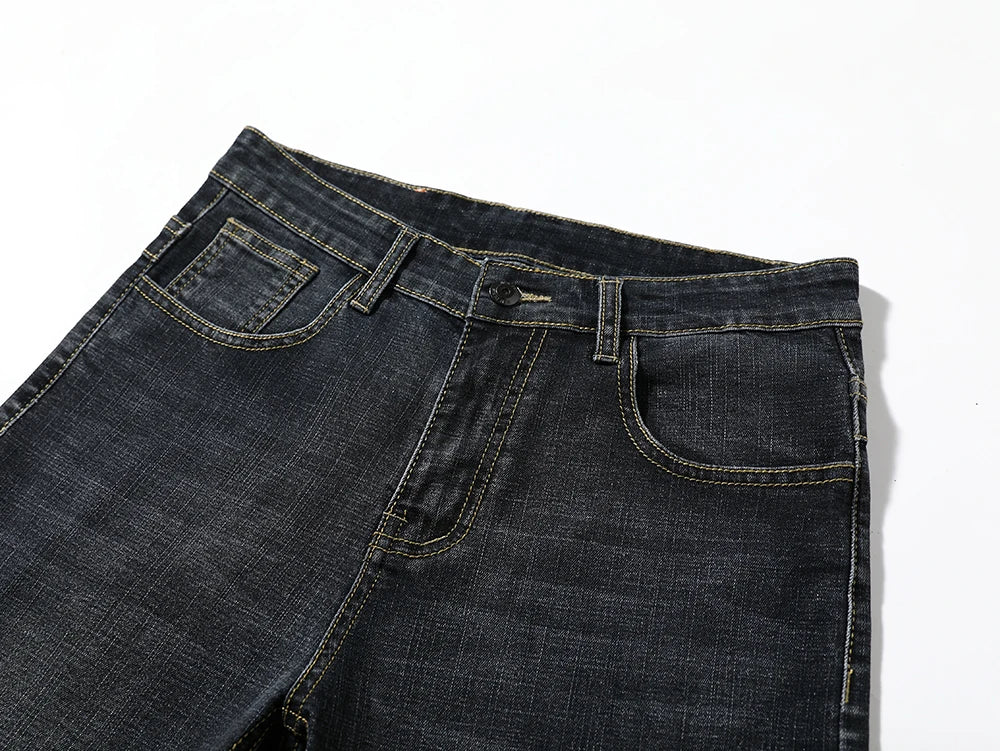 Summer Shorts Jeans Men Denim Pants Stretch Dark Blue Fashion Design Men's Jeans Slim Straight Male Short Jeans Hombre - Tasawoq