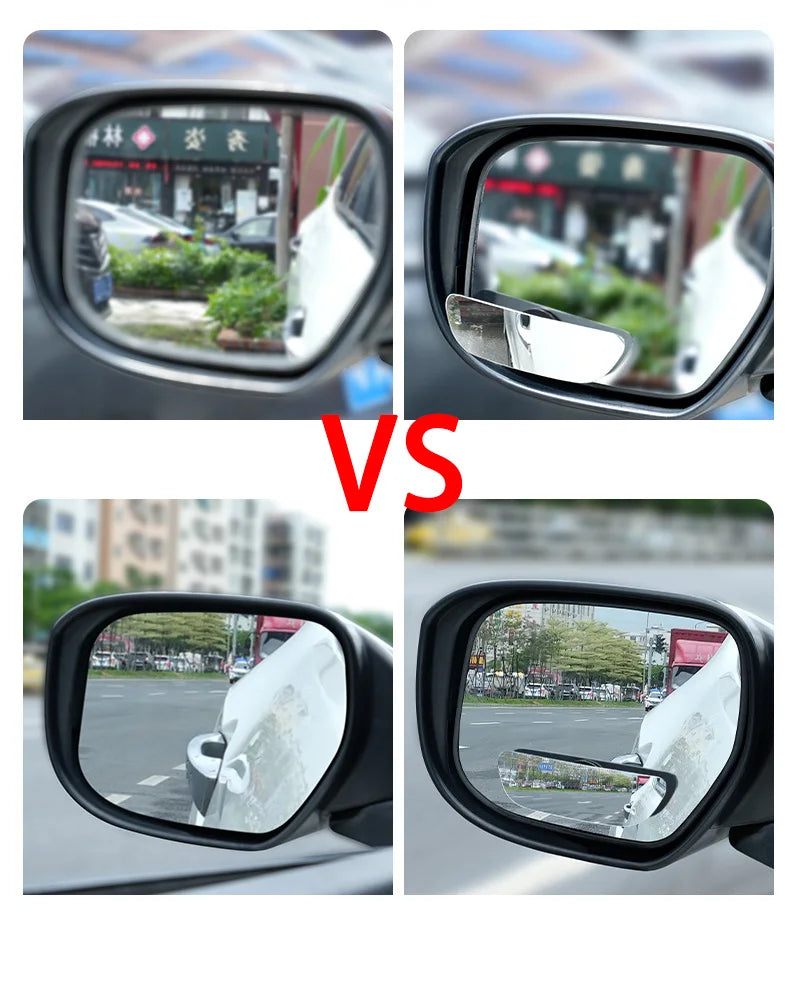 2PCS 360 Degree Adjustable Angle HD Glass Blind Spot Mirrors Car Rearview Mirrors Frameless Wide-angle Rearview Auxiliary Mirror