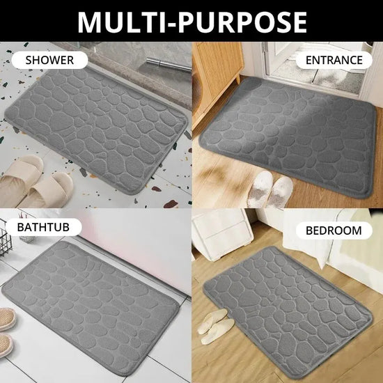 1pc embossed fiber carpet, bathroom living room anti slip mat, pebble floor mat, household items - Tasawoq