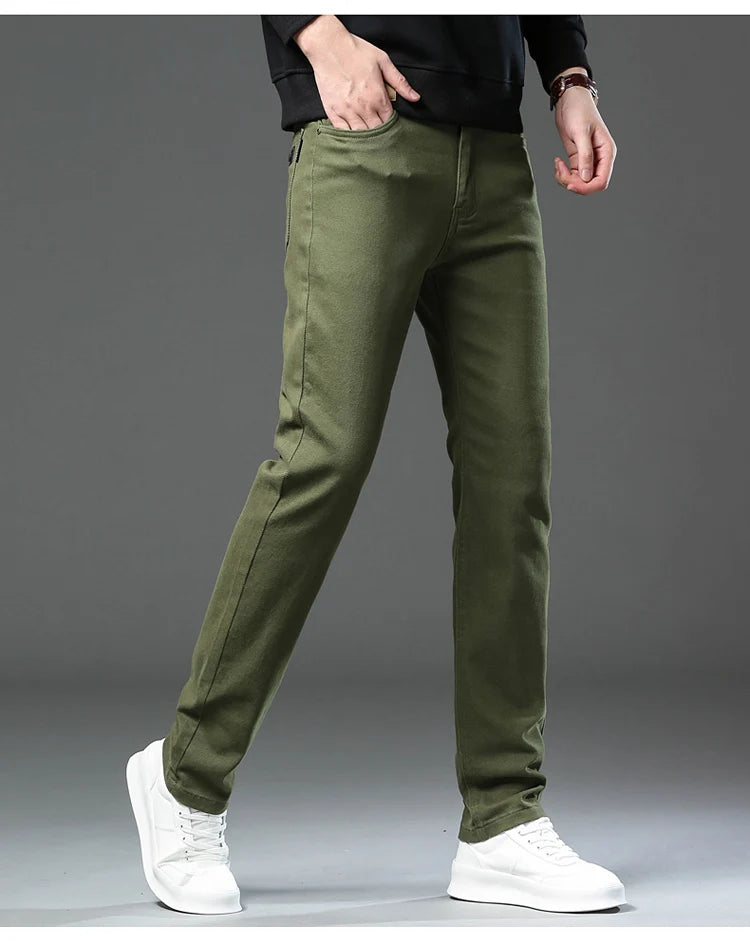 Fashion Loose Straight Business Casual Stretch Denim Pants Male Brand Trousers 3 Colors Plus Size Mens Clothing Slim Jeans 28-44 - Tasawoq