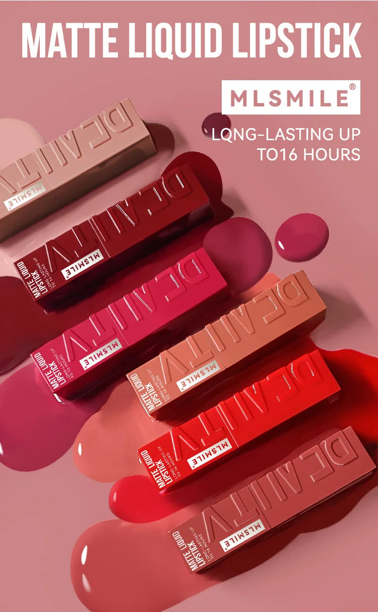 Matte Ink Liquid Lipstick Long Lasting Velvet Nude Lip Gloss Non-stick Cup Waterproof Lips Tint Waterproof Make Up - Tasawoq