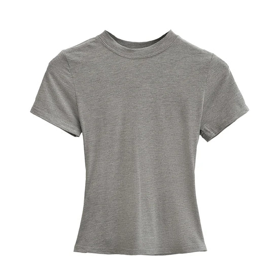 2024 New High Quality Casual T shirt Sexy Slim Short Sleeves Fashion Trend Solid Women Clothing y2k Tops - Tasawoq
