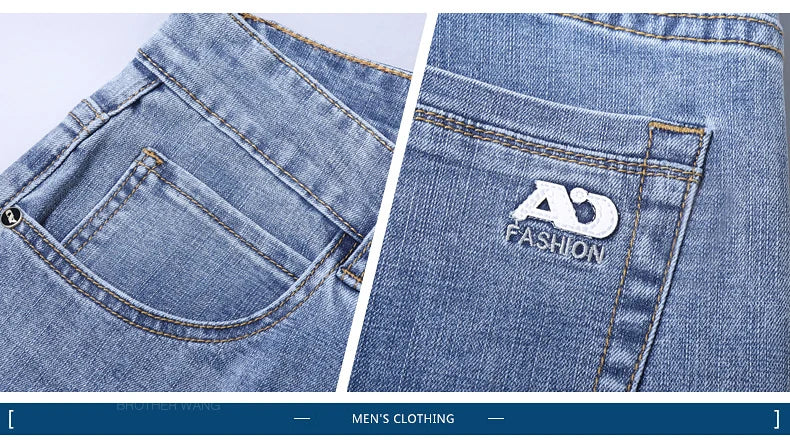 Spring Men's Light Blue Slim Jeans Stylish Casual Stretch Fabric Denim Pants Classic Trousers Smoke Gray - Tasawoq