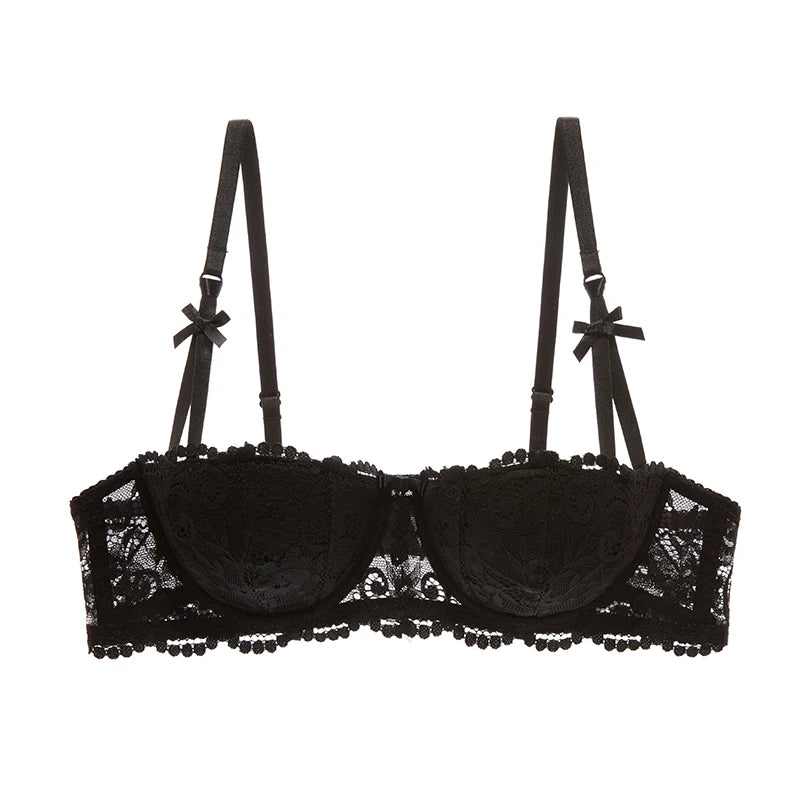 1/2 Half Cup Bras For Women Plus Size Lingerie Red Thin Underwear Cotton Sexy Push Up Balconette Bra Top Black White A B C D Cup - Tasawoq