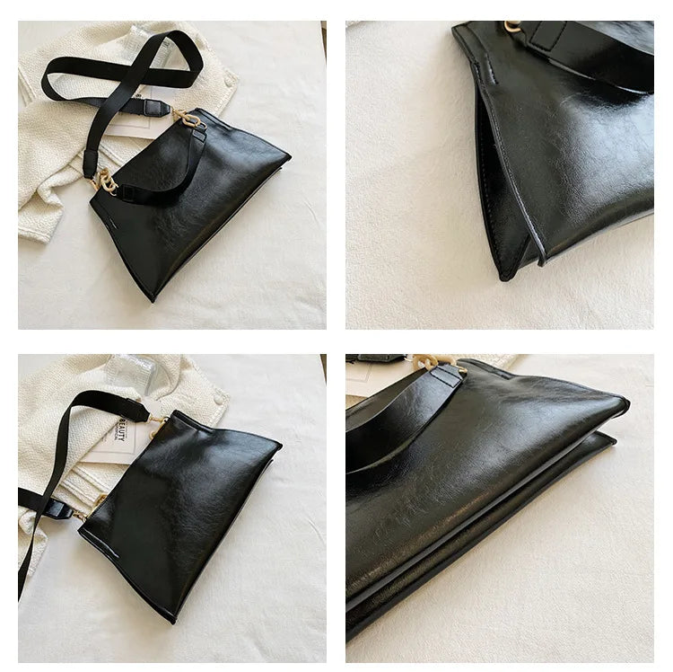 2024 New Design Handbags Women Shoulder Bag Soft Synthetic Leather Crossbody Large Capacity Fashion Female Underarm Bags - Tasawoq