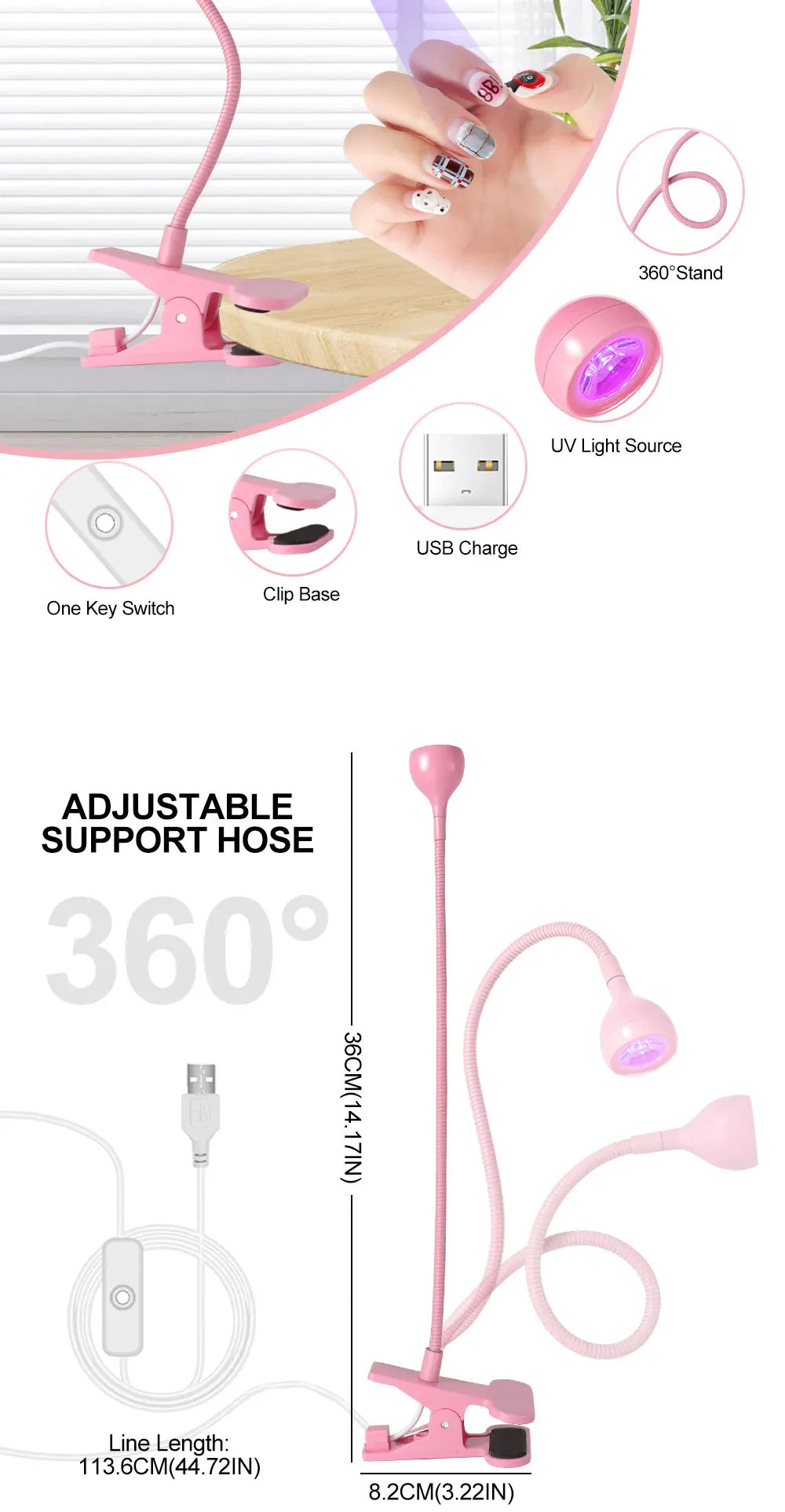 Nail Dryer LED Nail Lamp UV Lamp for Curing All Gel Nail Polish, 360 Degree Swivel to Free Your Hands, For Home Salon Tools - Tasawoq