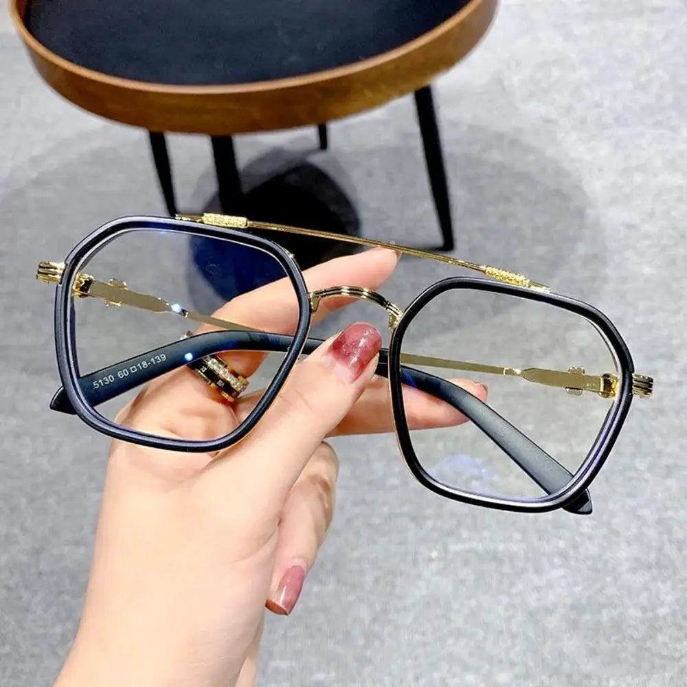 2024 New Fashion Men Sunglasses Oversized Frame Women Anti-blue Light Transparent Glasses UV400 Eyewear Flat Mirror Eyeglass - Tasawoq