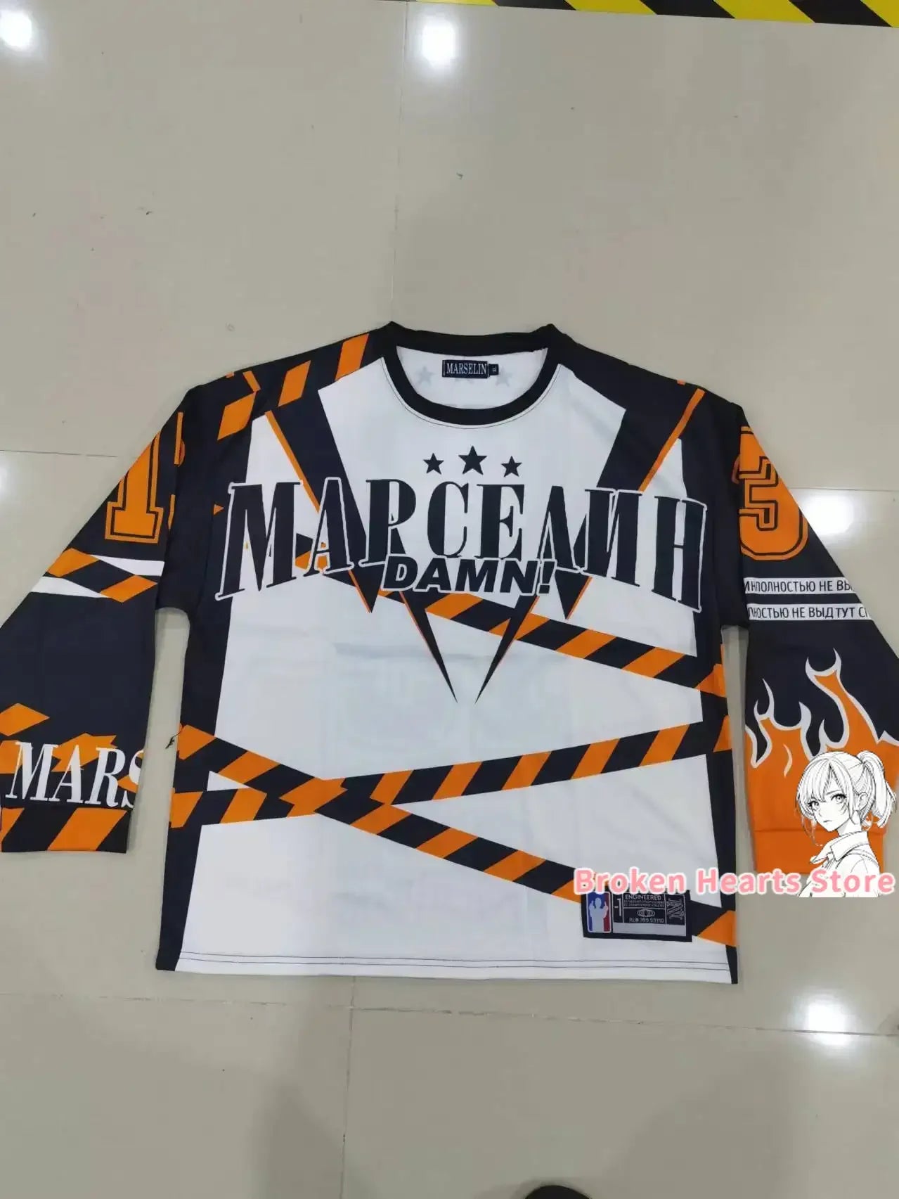 Y2k марселин Jersey Long Sleeves T-shirt Harajuku Vintage Streetwear Casual Baseball Jersey Casual Top Oversized Women Clothing - Tasawoq