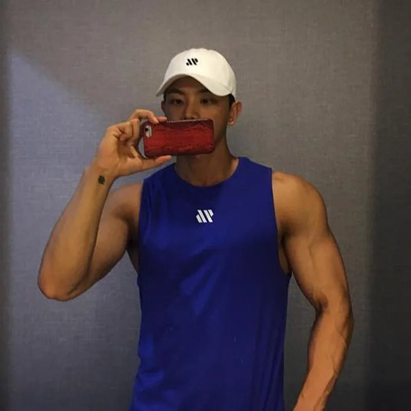 Men's tank top Summer thin running exercise fitness training vest for men Loose breathable mesh quick drying T-shirt for men - Tasawoq