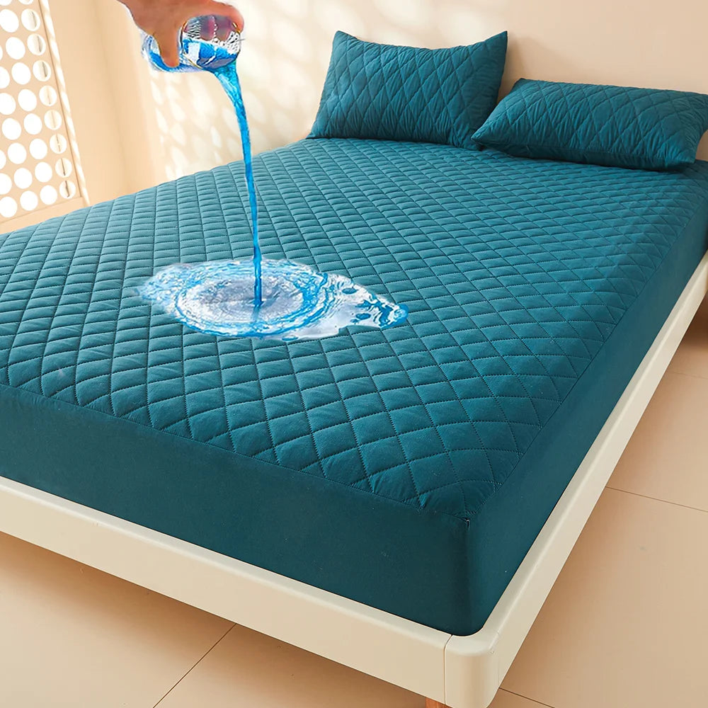 1pc 3D Air Fabric Thick Mattress Cover, 100% Waterproof Mattress Protector, Soft and Breathable Fitted Bed Sheet (No Pillowcase) - Tasawoq