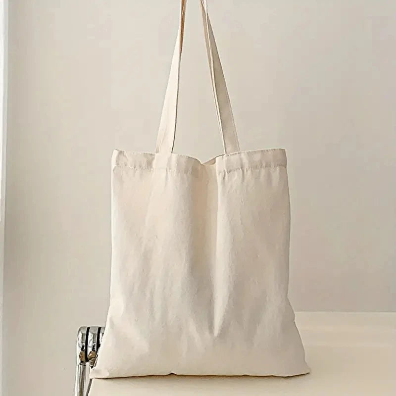 Simple and Casual Solid Color Canvas Material Large Capacity Women's Handheld Shoulder Bag for Shopping and Travel - Tasawoq