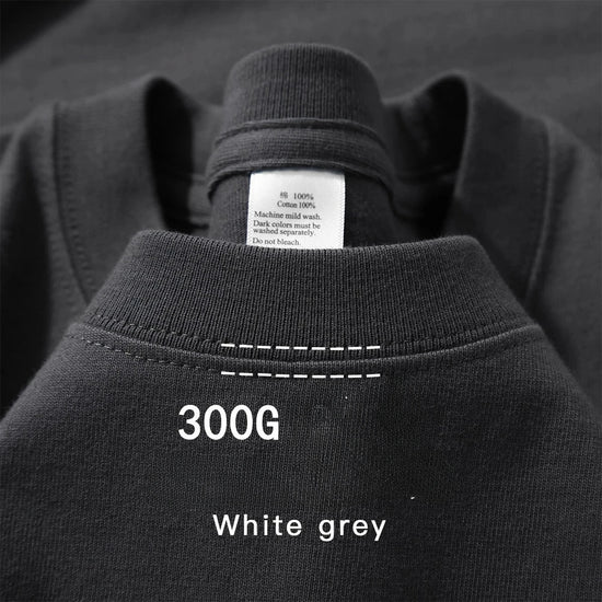 Beige 300g Heavyweight Cotton Short Sleeved T-shirt Summer Round Neck Loose and Base Shirt for Men Women Basic Tee - Tasawoq