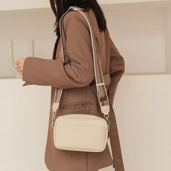 Fashion Hit Color Shoulder Bags for Women Female PU Leather Crossbody Messenger Bags Small Handbag Wide Strap Purse - Tasawoq