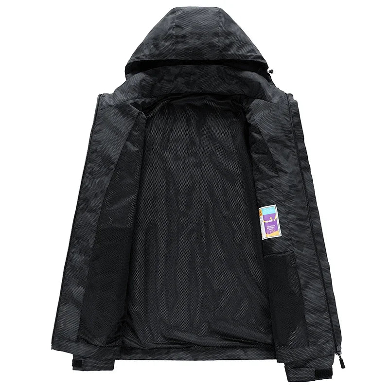Hooded Hiking Jacket Men Outdoor Bomber Jackets Waterproof Windbreaker 2024 Spring Autumn Sports Casual Cargo Jackets Mens Coats - Tasawoq