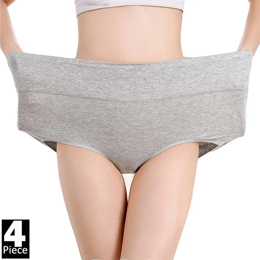 4Pcs/Lot High Waist Underwear Cotton Panties Women Body Slim Abdominal Underwear Plus Size Girls Briefs Female Lingerie Shaper - Tasawoq