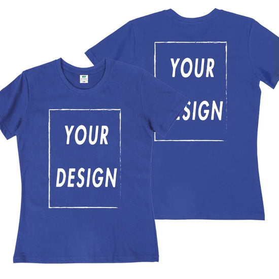 UE Size Custom Team T-shirt for Women, Add Your Own Design in Front and Back, Print and Text, High-quality T-shirt for Men - Tasawoq