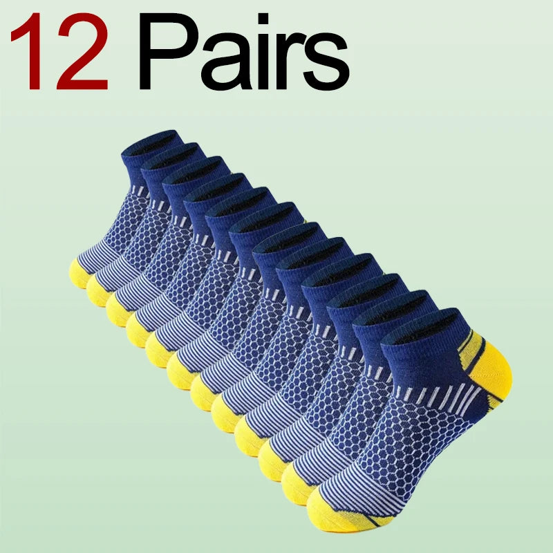 6/12 Pairs for Both Men Women Suitable Sports Low Top Socks Sweat Absorbing Breathable Thin Odor Proof Running Leisure Socks - Tasawoq