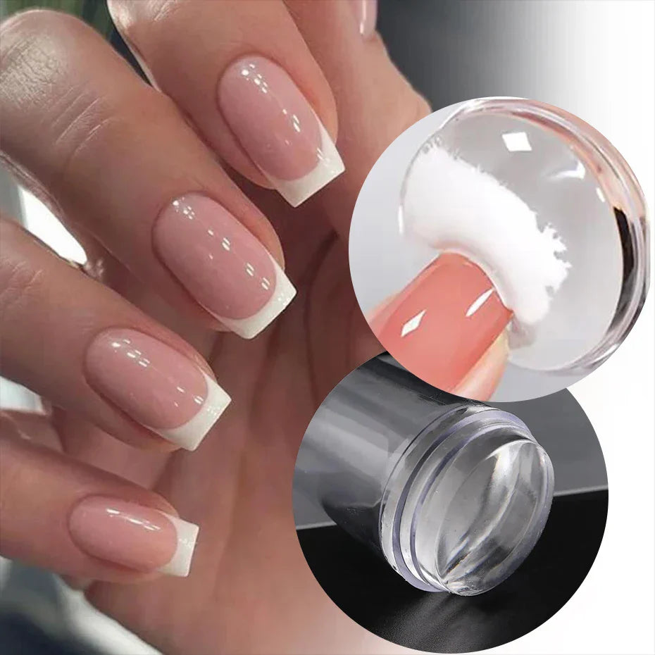 Nail Stamping Plates Pure Clear Jelly Nails Art Stamper Scraper Set Print Silicone Marshmallow Design Manicure Accessories Tool - Tasawoq