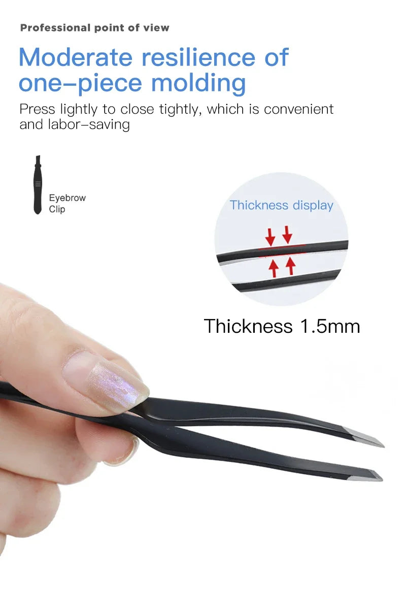 Hair Removal Tweezers Stainless Steel Eyebrow Tweezers Slant Tip Point Tip Flat Tip Rose Gold Silver Black Cosmetic Makeup Tools - Tasawoq