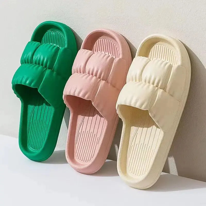 Soft Bottom Slippers for Women Home Bathroom Home Bath Non-slip Couple Summer Sandals for Men Summer Wear Comfortable - Tasawoq