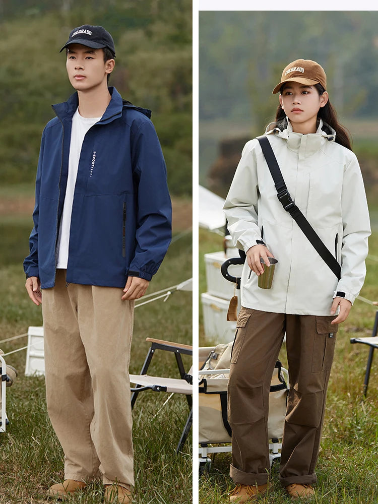 Spring Autumn Casual Jacket Men/Women Outdoor Waterproof and Windproof Hooded Windbreaker Coats - Tasawoq