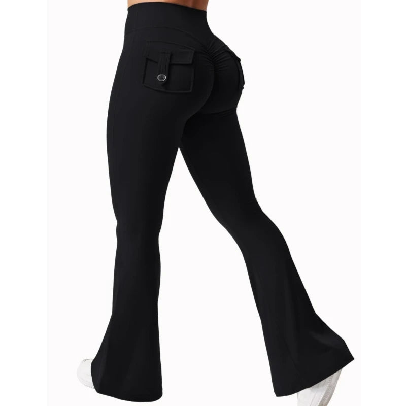 2024 Newest Women Wide Leg High Stretch Yoga Leggings Naked Feeling Compression Fitness Workwear with pockets Yoga Pant ﻿ - Tasawoq