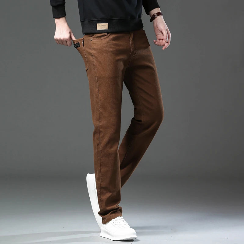 Fashion Loose Straight Business Casual Stretch Denim Pants Male Brand Trousers 3 Colors Plus Size Mens Clothing Slim Jeans 28-44 - Tasawoq
