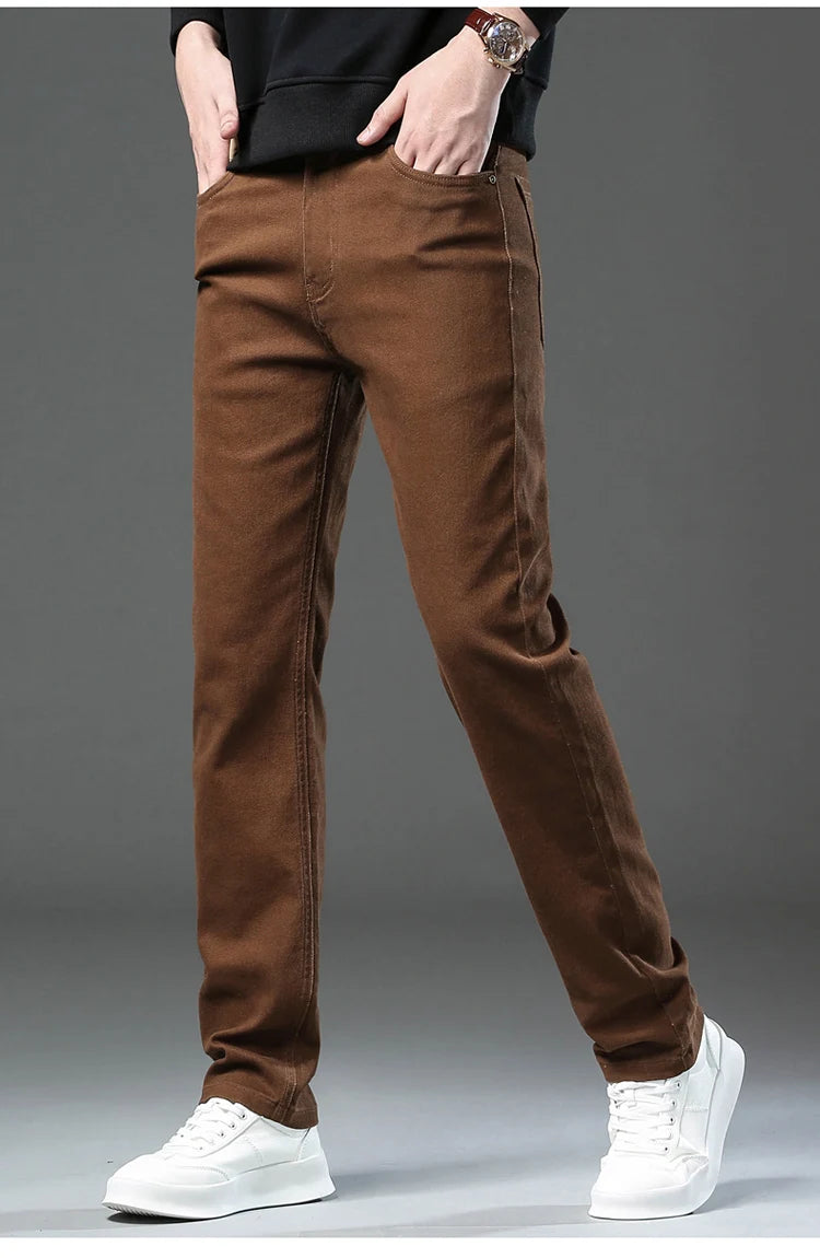 Fashion Loose Straight Business Casual Stretch Denim Pants Male Brand Trousers 3 Colors Plus Size Mens Clothing Slim Jeans 28-44 - Tasawoq