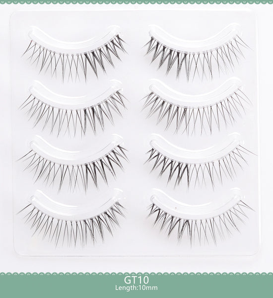 4pairs Natural False Eyelashes Thin Band Hand Made Short Lighter Eyelash Cosplay Korean Fashion Wispy Extension Makeup Tools - Tasawoq