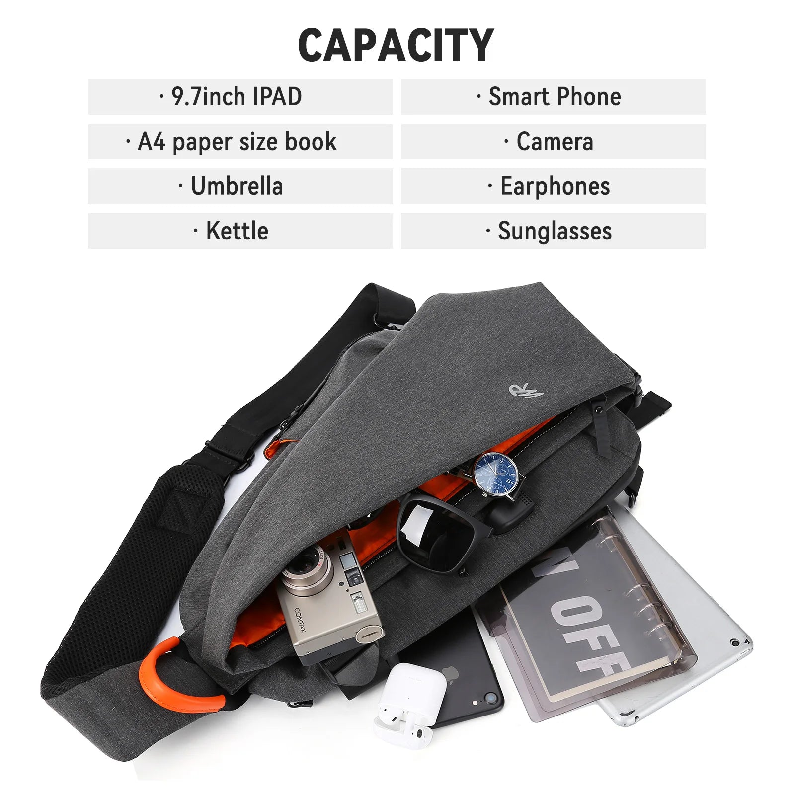 Anti-Theft Crossbody Sling Bag for Men Women,Small Backpack One Shoulder Bag, Chest Bag Sling Backpack for Hiking Biking Travel - Tasawoq
