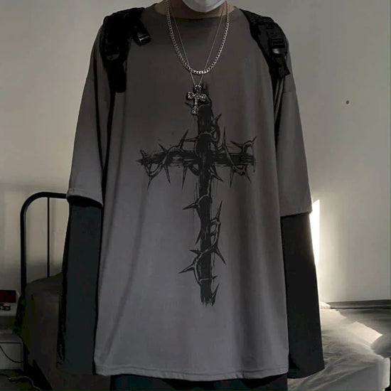 Men T Shirts autumn men Clothes anime casual Long Sleeved Oversized Y2K T-Shirt Harajuku Streetwear Academia Hip Hop tee tops - Tasawoq