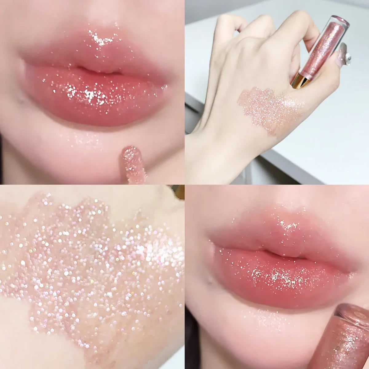 Moisturizing, plump and sparkling lip gloss, water-glossy mirror lip glaze, moisturizing and moisturizing lip oil for pouty lips - Tasawoq