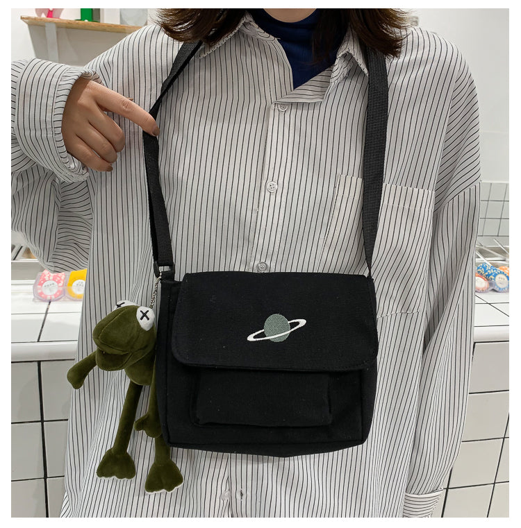 Casual Collage Student Messenger Bag Women Small Bag Canvas Shoulder Bag For Women Print Crossbody Bags Bolsas Sac - Tasawoq