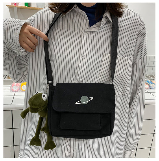 Casual Collage Student Messenger Bag Women Small Bag Canvas Shoulder Bag For Women Print Crossbody Bags Bolsas Sac - Tasawoq