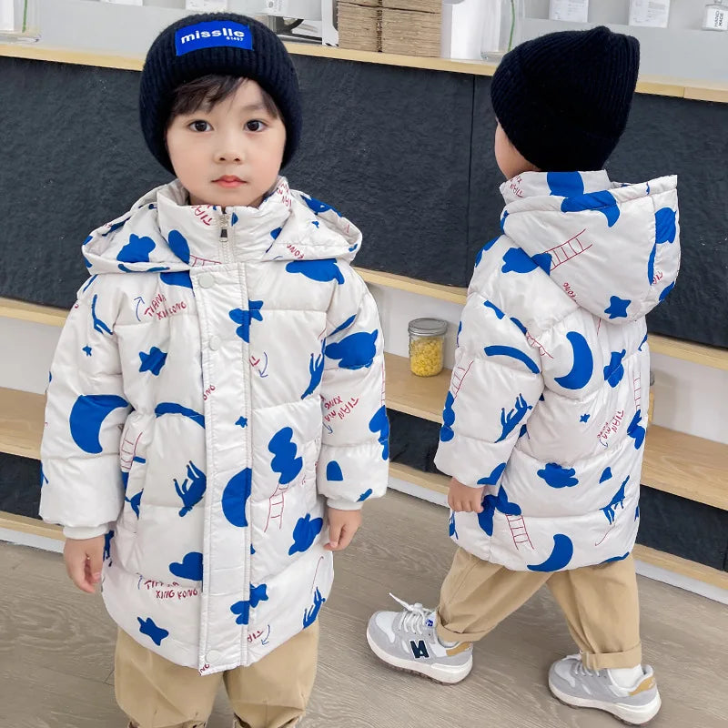 New Girls Boys Down Jacket Winter Coats Children Clothes Hooded Windbreaker Coat For Kids 2-7 Years Cotton Warm Outerwear - Tasawoq