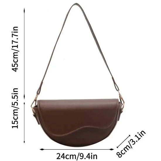 Small Leather Saddle Armpit Bags for Women Summer Chain Shoulder Crossbody Bag Ladies Vintage Underarm Handbags Woman bolsa - Tasawoq