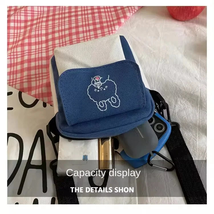 Cute Canvas One Shoulder Womens Bag Little Rabbit Korean Version Fashion Crossbody Bag Female Student Cotton Womens Handbag - Tasawoq