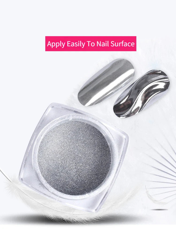 Nail Art Mirror Glitter Powder Rose Gold Silver Metallic Effect Nail Glitters For Nails UV Gel Polish Nails Chrome Pigment Decor - Tasawoq