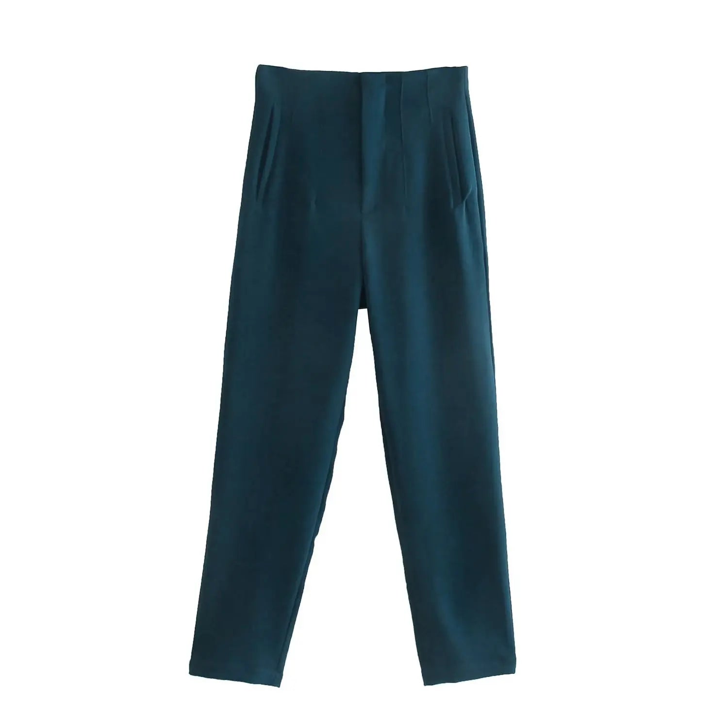 Willshela Women Fashion Straight Pants High Waist Front Zipper Trousers Vintage Full Length Female Chic Lady - Tasawoq