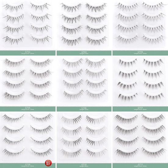 4pairs Natural False Eyelashes Thin Band Hand Made Short Lighter Eyelash Cosplay Korean Fashion Wispy Extension Makeup Tools - Tasawoq