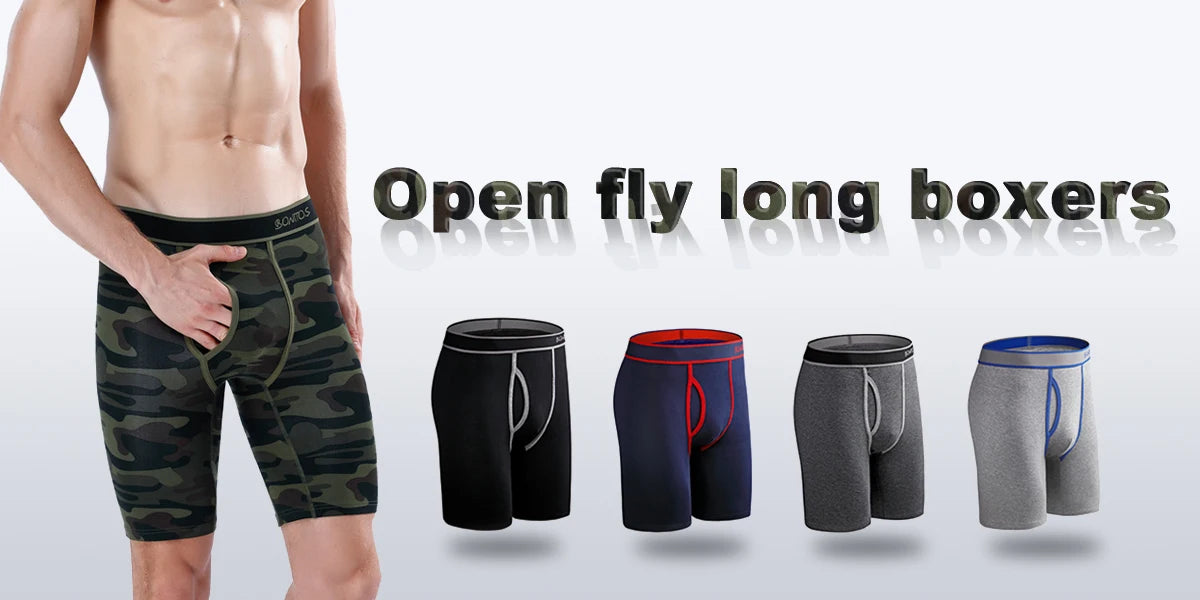 4pcs long boxers for men underwear plus size Men's panties sexy long leg underpants cotton Mens boxer shorts fashion male Trunk - Tasawoq
