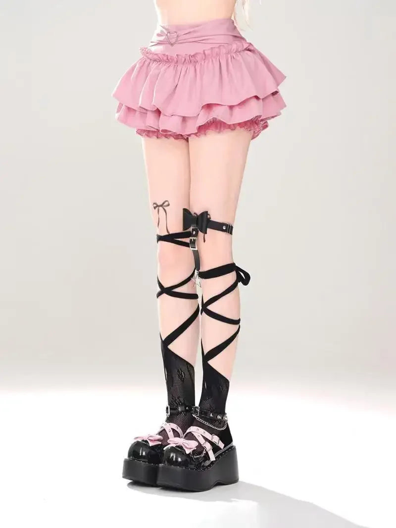 Pink A- line Mini Skirt Women's Summer 2024 New Style Puffy Slimming Cake Skirt A- line Pleated Dress Lightweight Fashion - Tasawoq